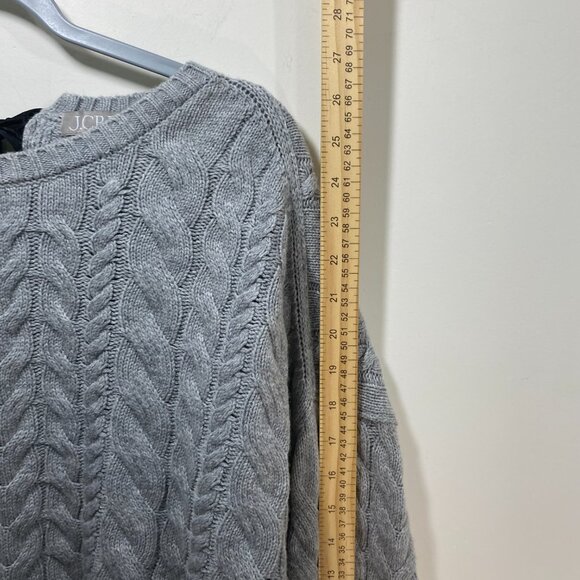 J Crew Wool Blend Chunky Knit Sweater Academia S Gray Back Tie Preppy Holiday - Picture 6 of 7